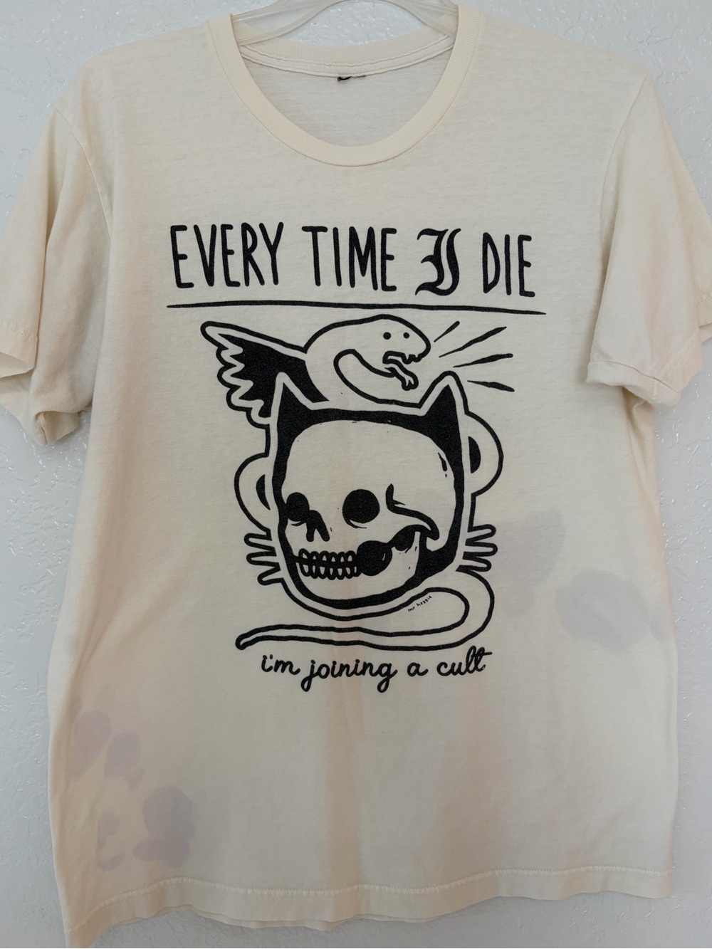 Every Time I Die Band Tee Cream & Black US Size Medium